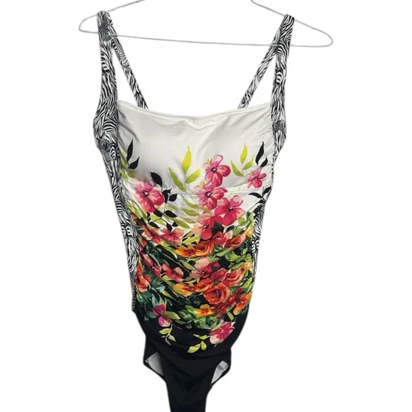Johnny Was Fay Floral Ruched One-Piece Swimsuit NWOT size XXL - Picture 2 of 6